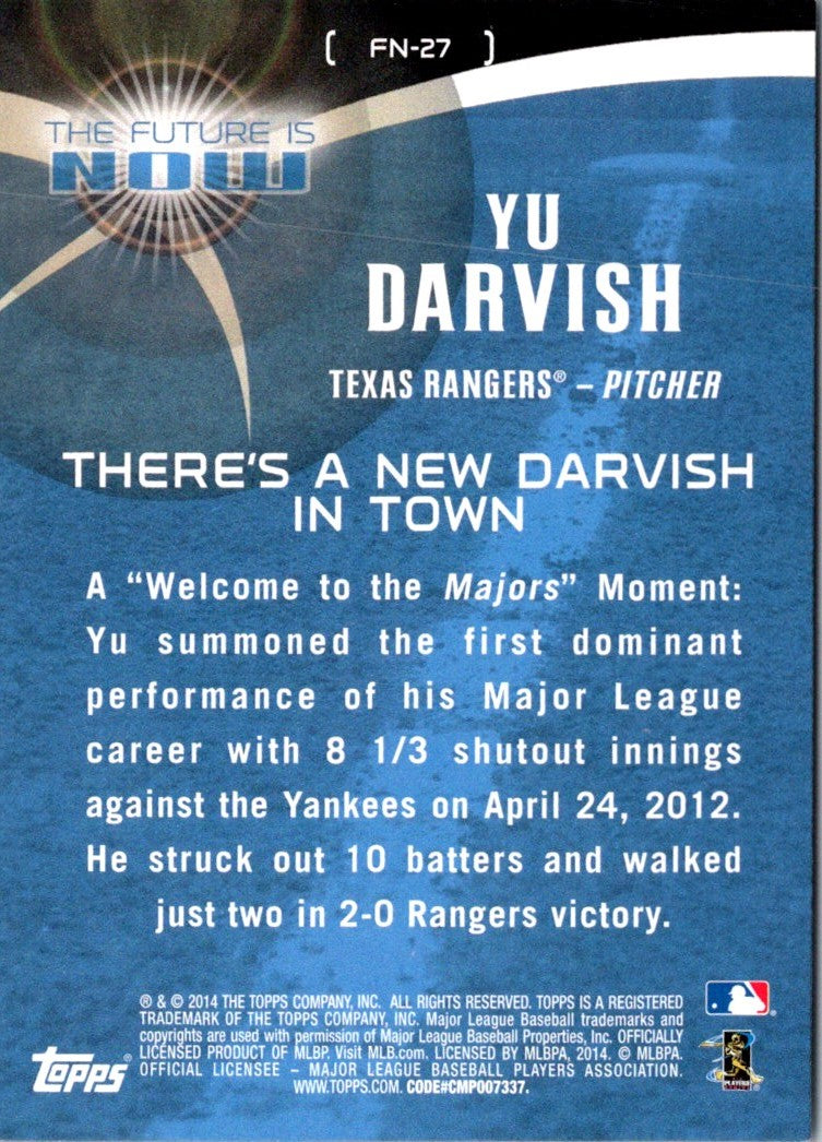 2014 Topps The Future is Now Yu Darvish