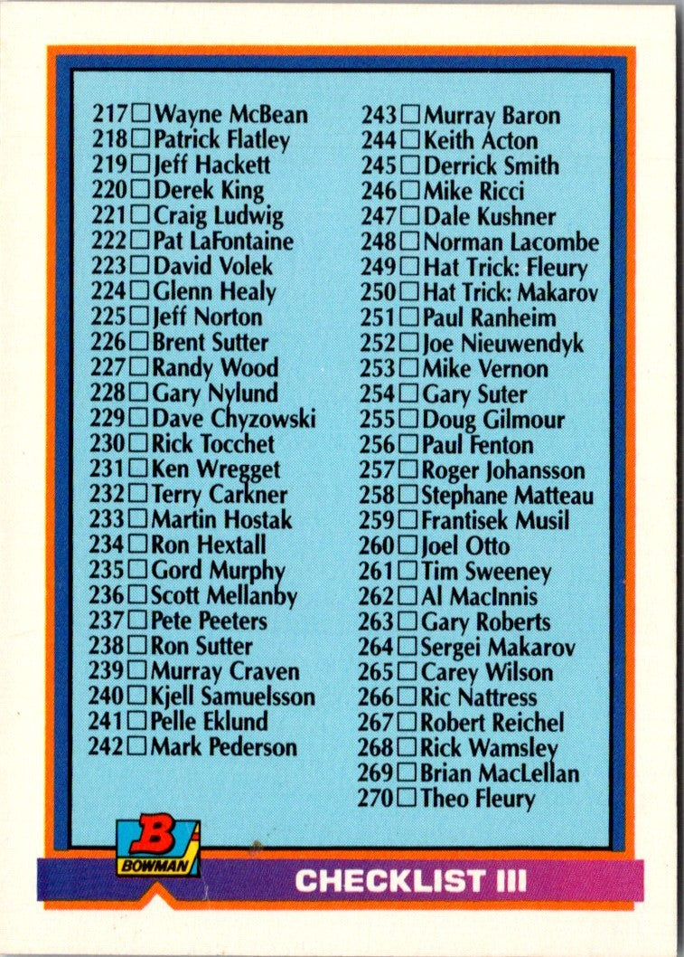 1991 Bowman Checklist