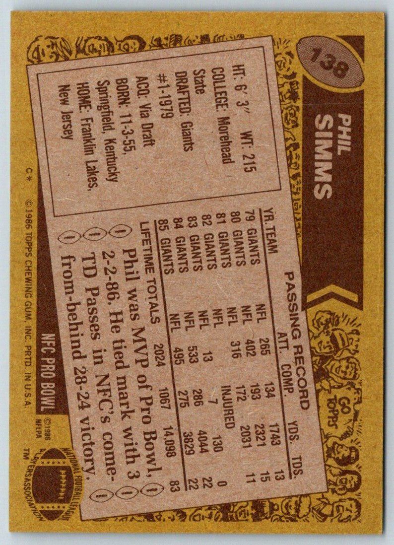 1986 Topps Phil Simms