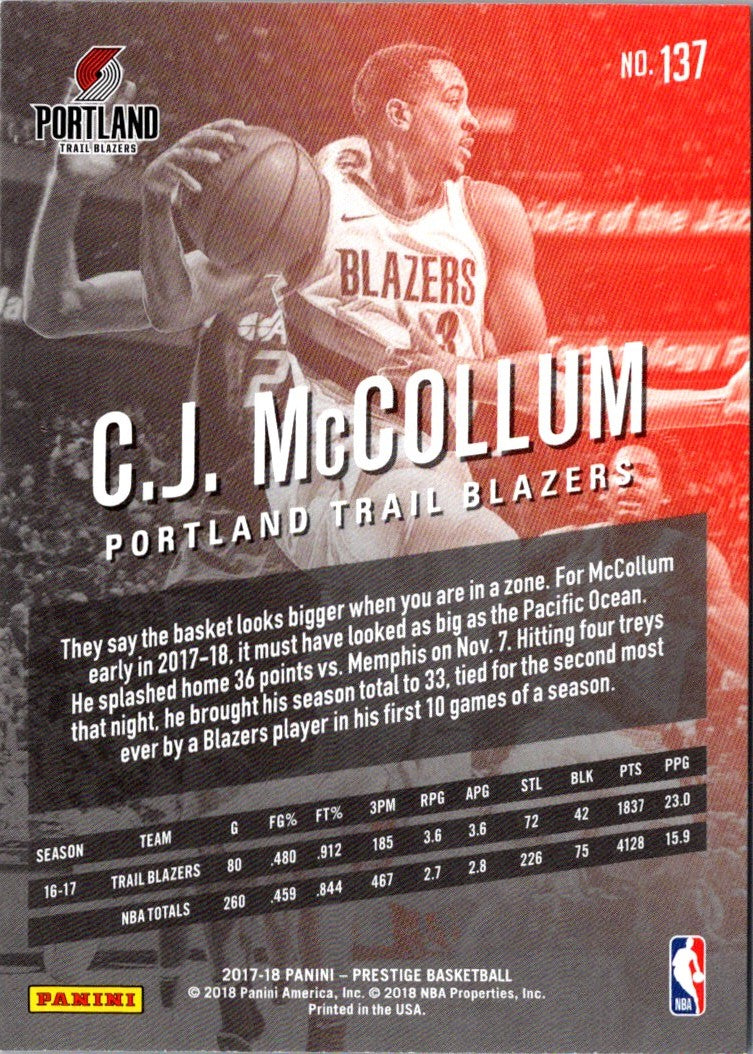 2017 Panini Prestige C.J. McCollum