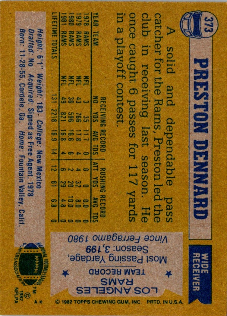 1982 Topps Preston Dennard