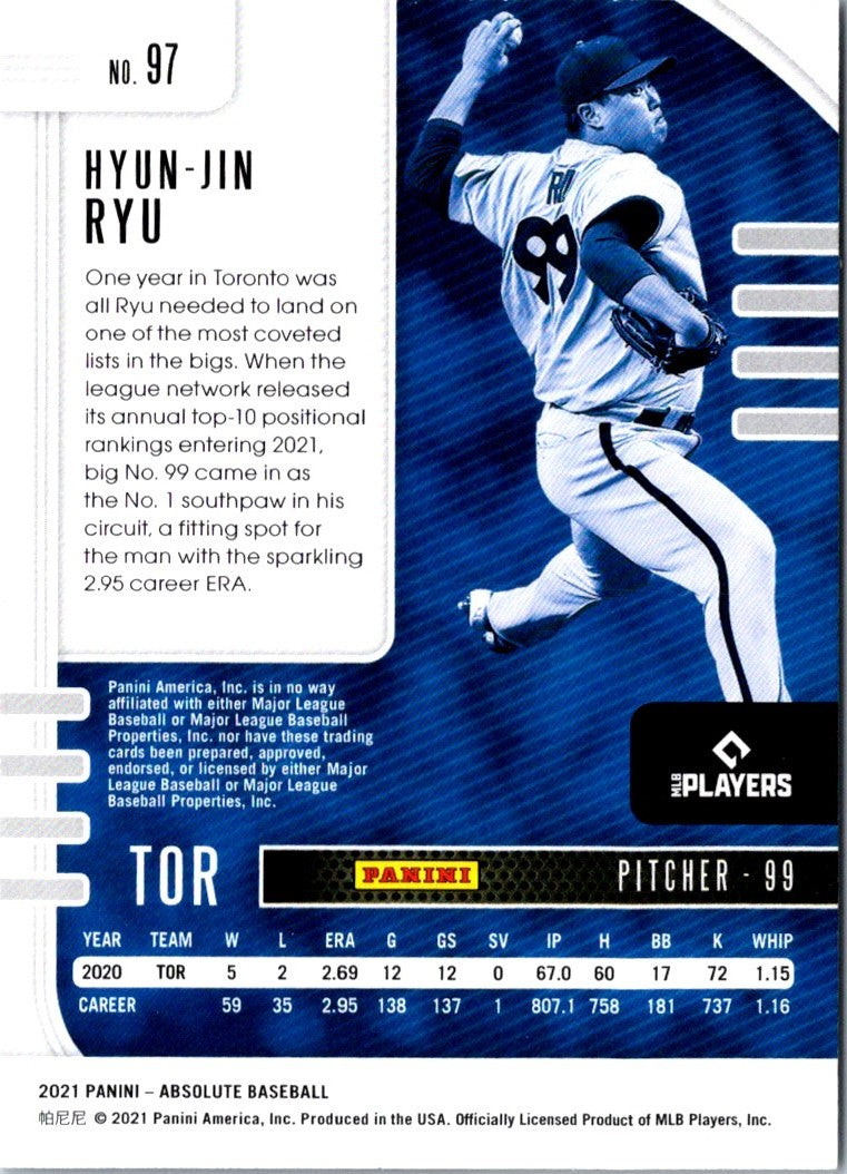 2021 Panini Absolute Hyun-Jin Ryu