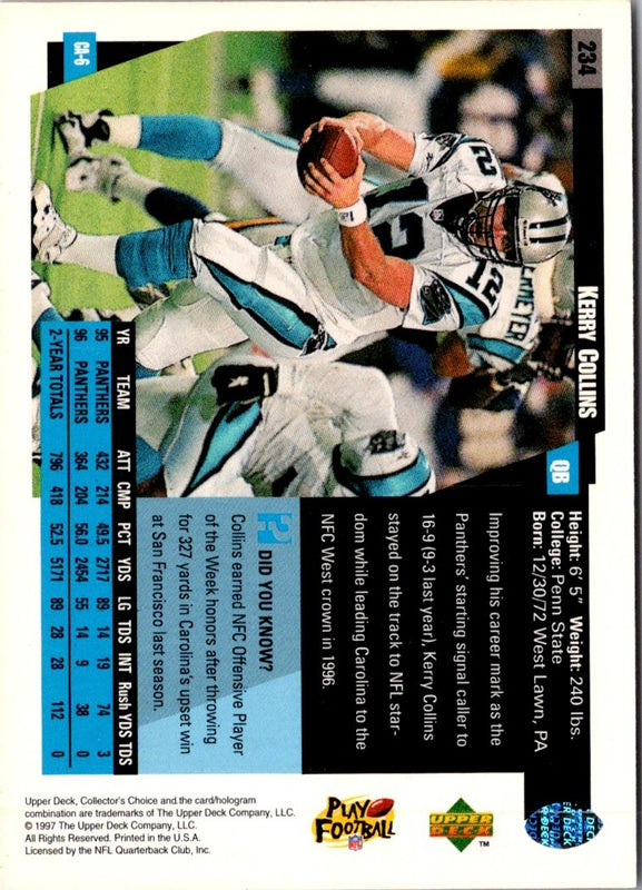 1997 Upper Deck Kerry Collins #qb