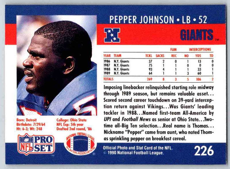 1990 Pro Set Pepper Johnson