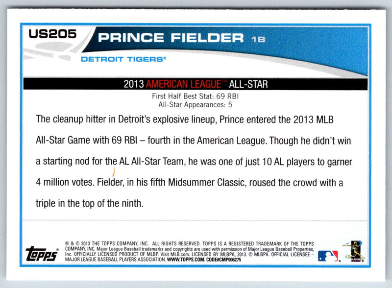 2013 Topps Update Emerald Prince Fielder