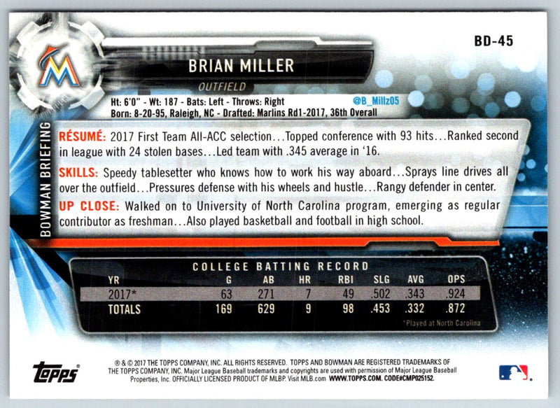 2017 Bowman Draft Brian Miller