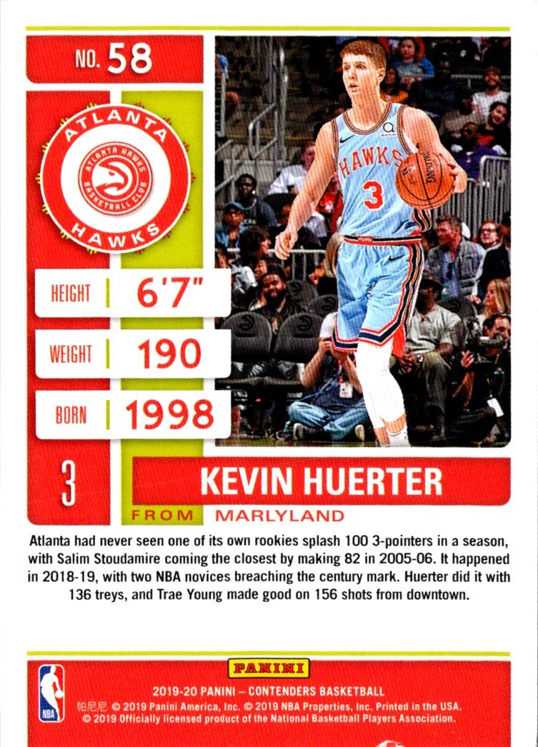 2019 Panini Contenders Kevin Huerter