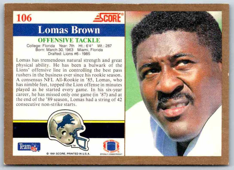 1991 Score Lomas Brown