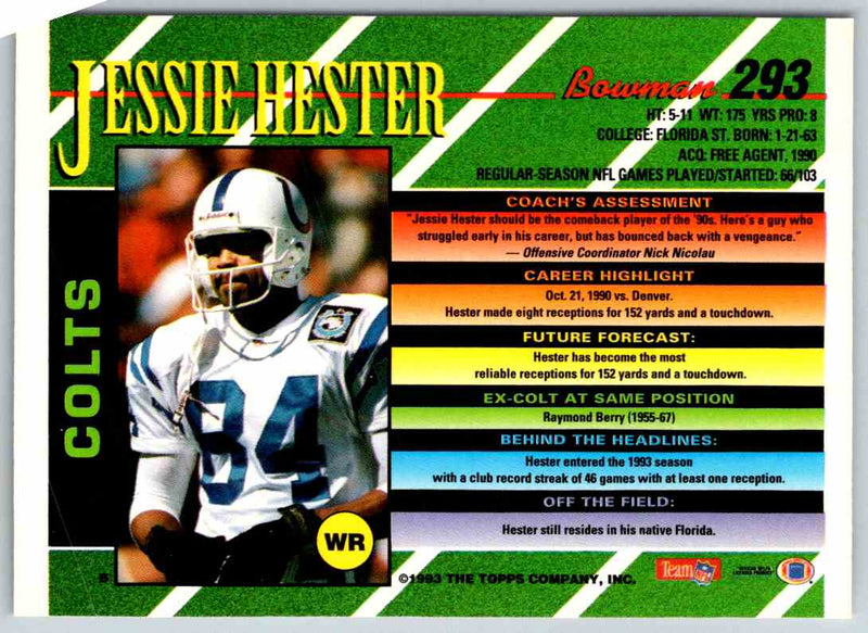 1993 Bowman Football Jessie Hester