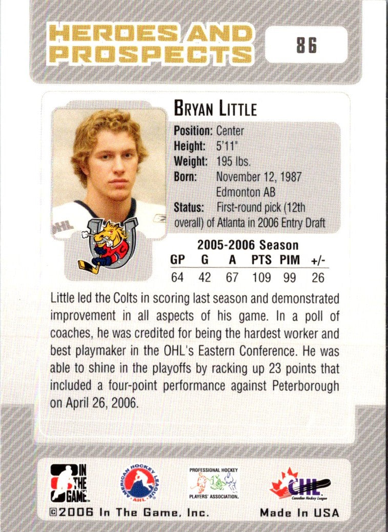 2006 In The Game Heroes and Prospects Bryan Little