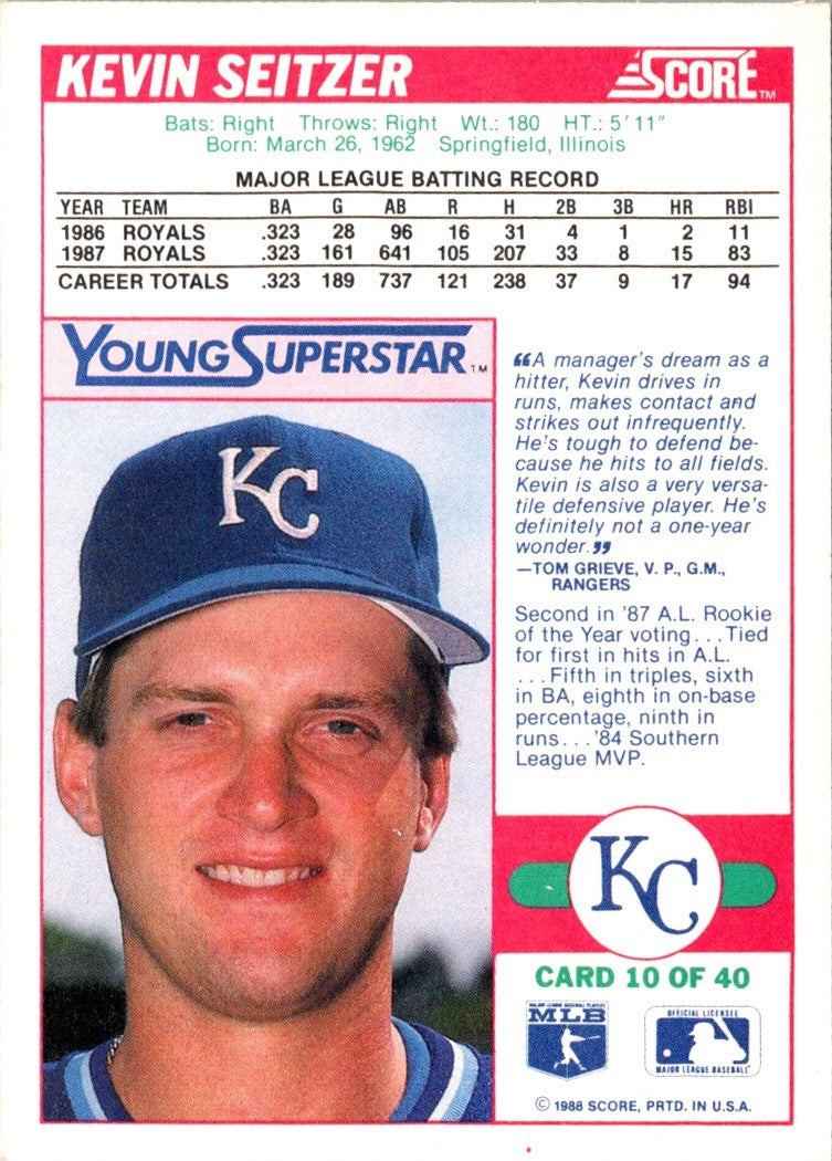 1988 Score Young Superstars I Kevin Seitzer