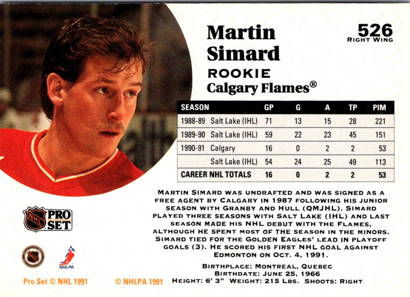 1991 Pro Set Martin Simard