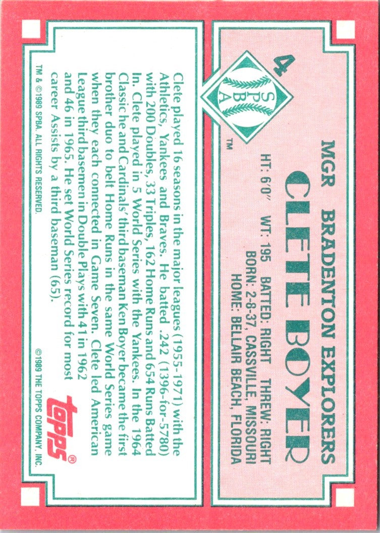 1989 Topps Senior League Clete Boyer