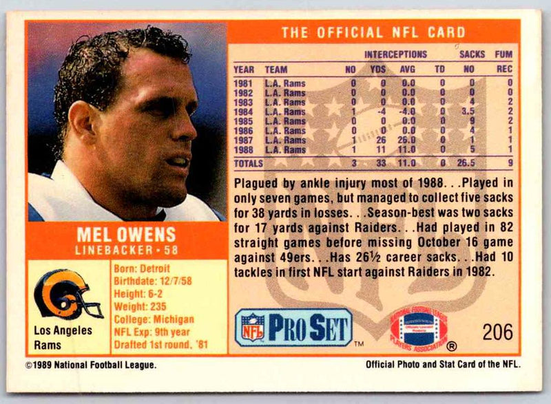 1989 NFL Proset Mel Owens