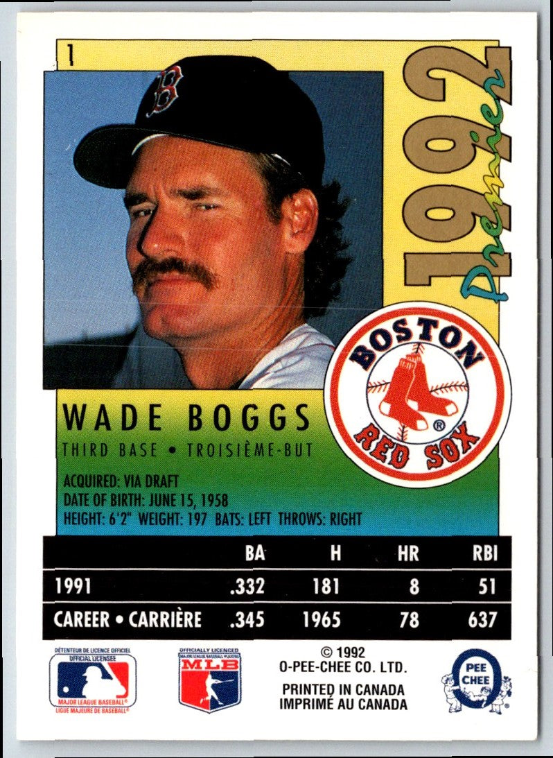 1992 O-Pee-Chee Premier Wade Boggs