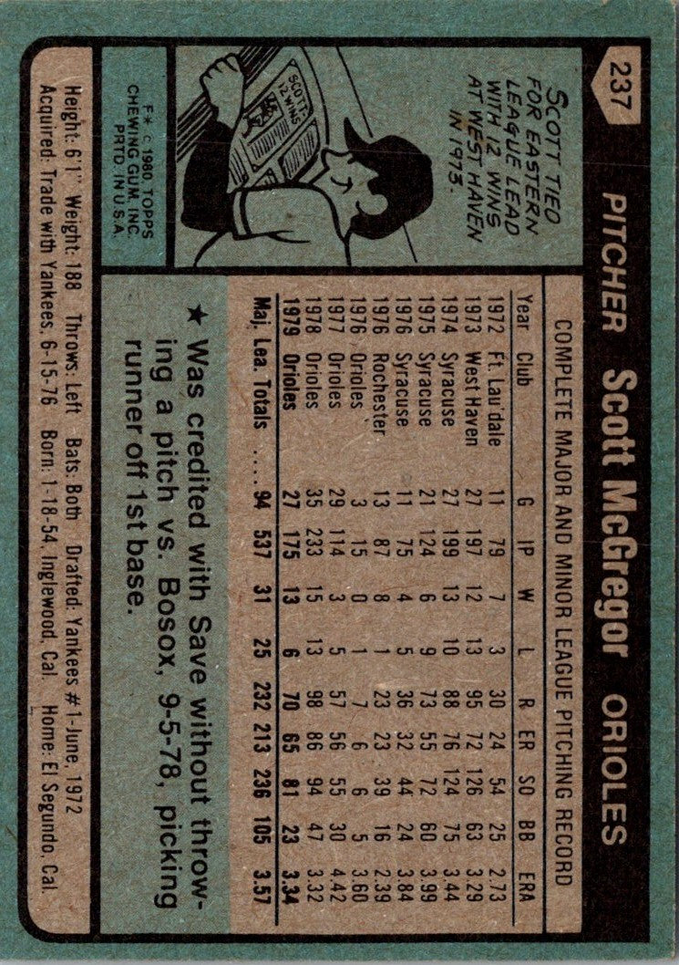 1980 Topps Scott McGregor