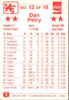 1987 Coca-Cola Detroit Tigers Dan Petry #12