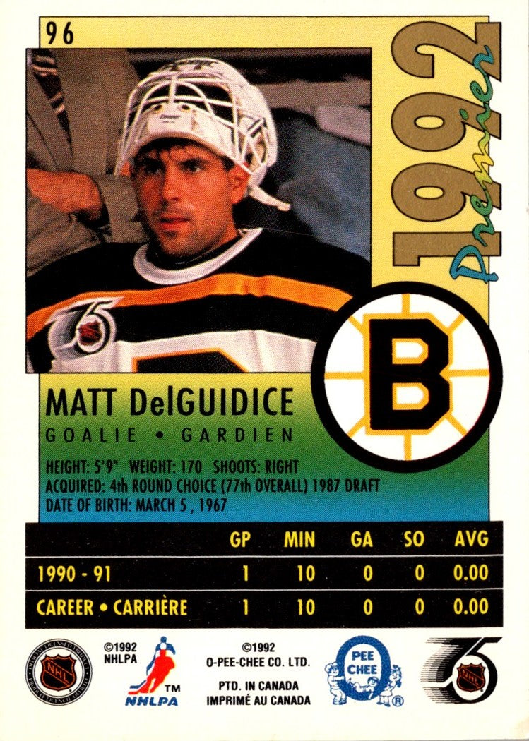 1991 O-Pee-Chee Premier Matt DelGuidice