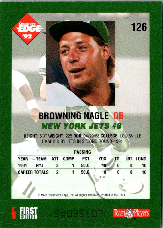 1993 Playoff Browning Nagle #92