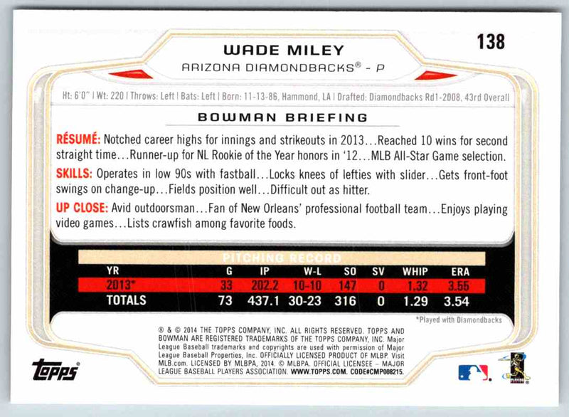 2014 Bowman Wade Miley