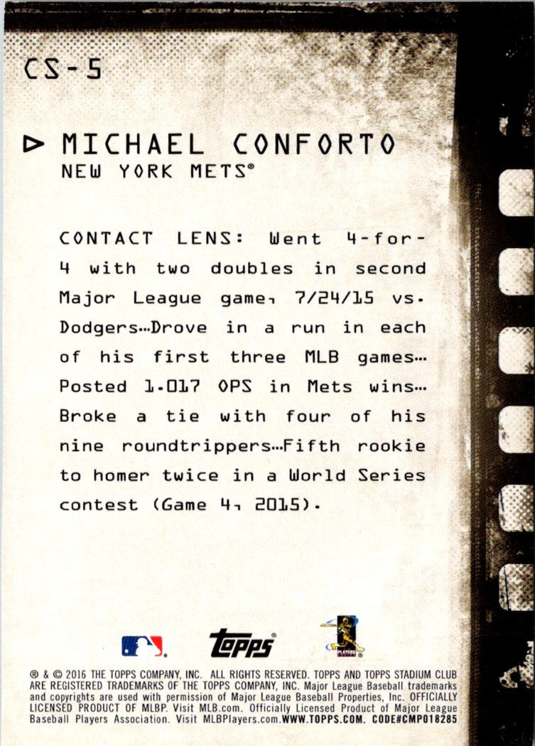 2016 Stadium Club Contact Sheet Michael Conforto