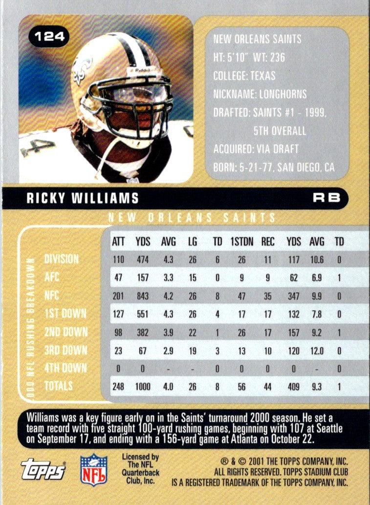 2001 Stadium Club Ricky Williams