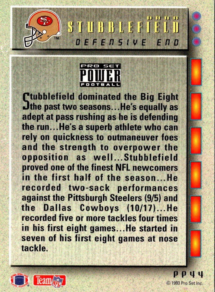 1993 Pro Set Power Update Moves Dana Stubblefield