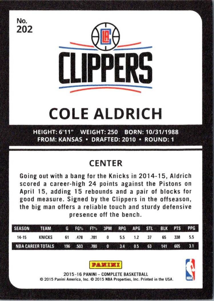 2015 Panini Complete Cole Aldrich