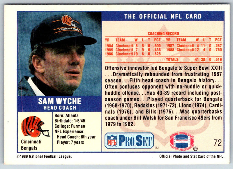 1989 Pro Set Sam Wyche