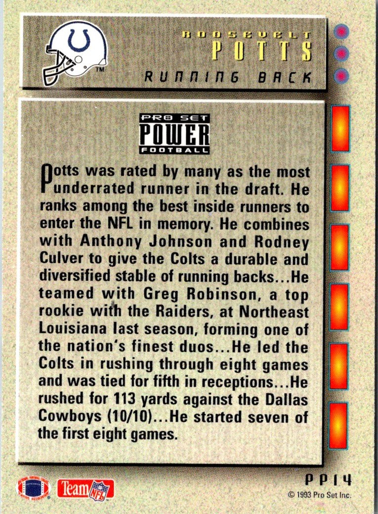 1993 Pro Set Power Update Moves Roosevelt Potts