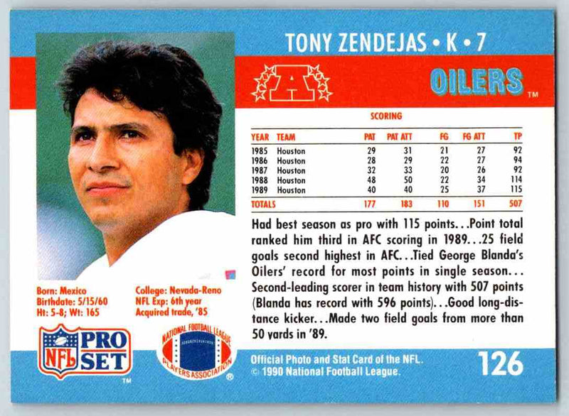 1990 Pro Set Tony Zendejas