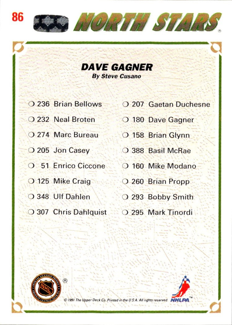 1991 Upper Deck Dave Gagner