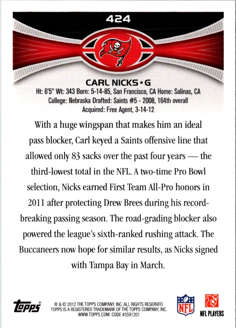 2012 Topps Carl Nicks