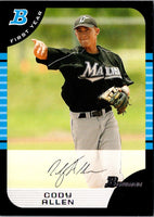 2005 Bowman Chrome Draft Picks & Prospects Cody Allen #BDP49 Rookie