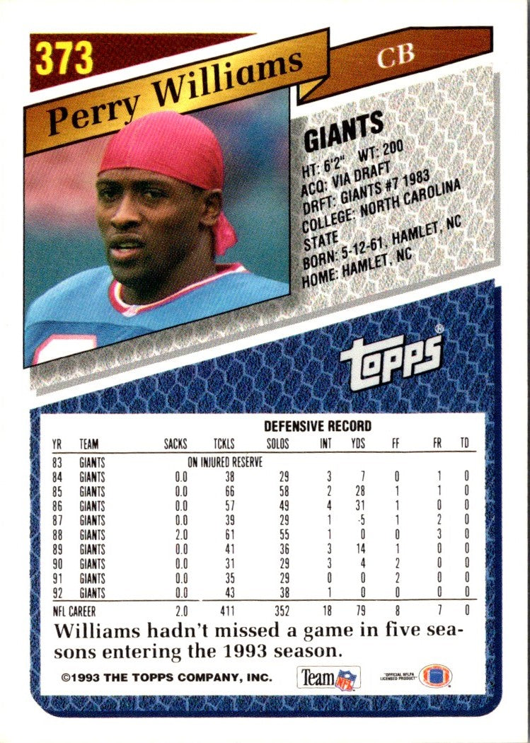 1993 Topps Perry Williams