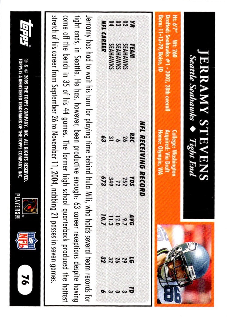 2005 Topps Jerramy Stevens