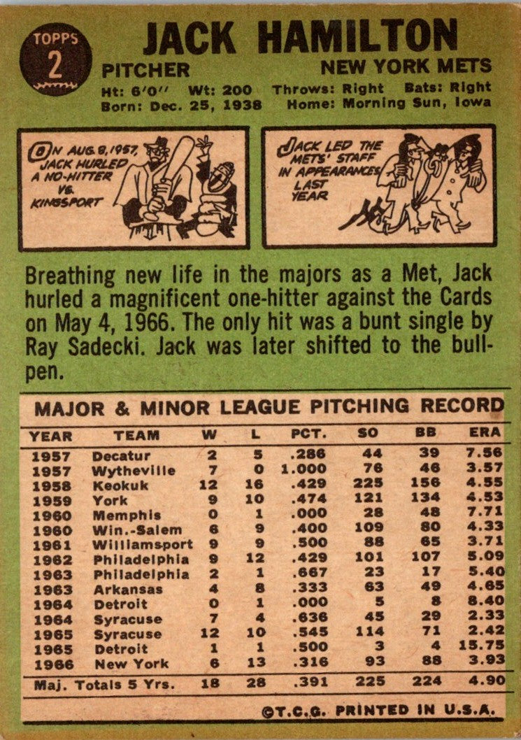 1967 Topps Jack Hamilton