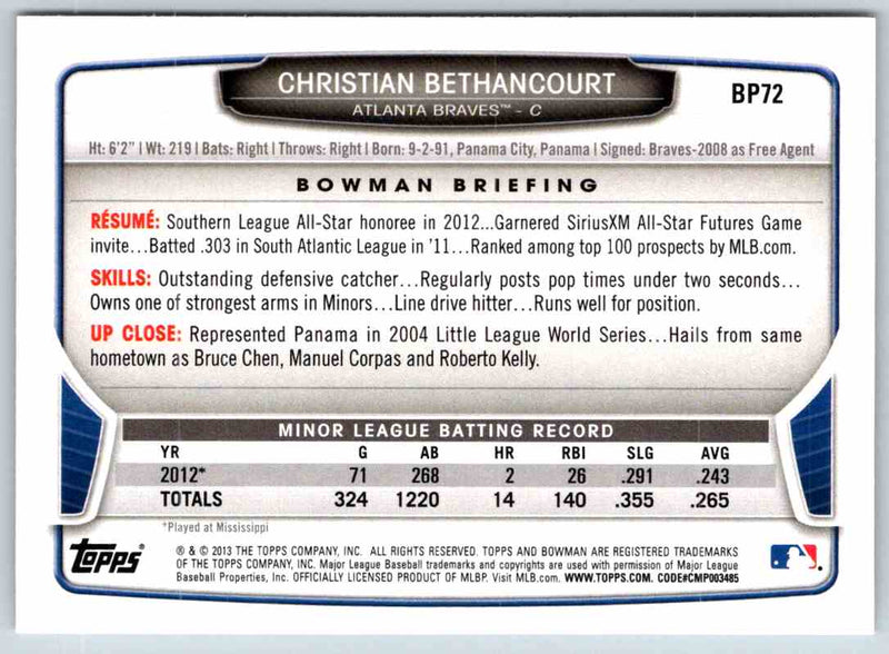 2013 Bowman Christian Bethancourt