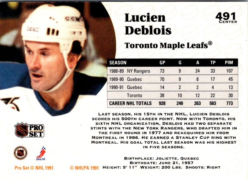 1991 Pro Set Lucien DeBlois