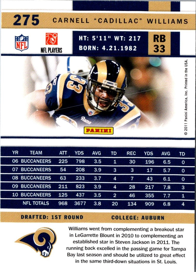 2011 Score Cadillac Williams