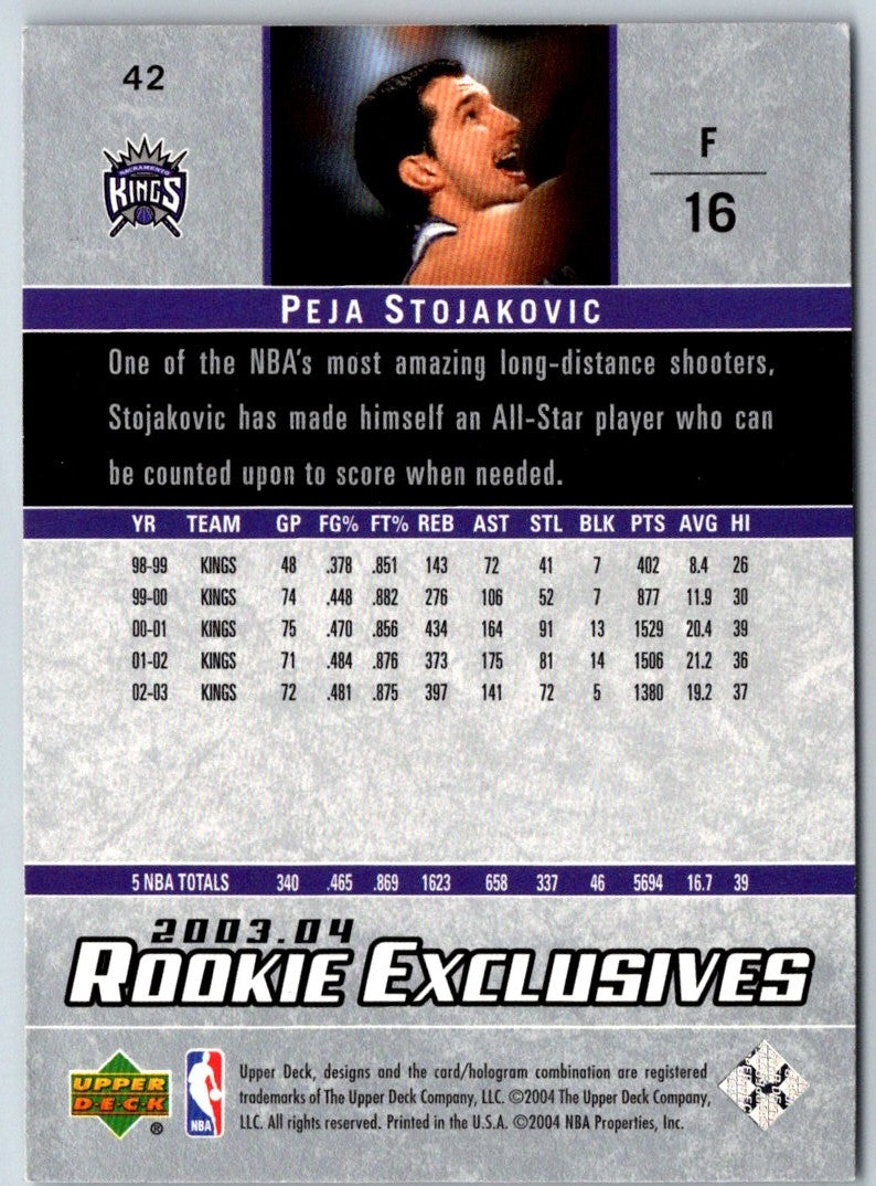 2003 Upper Deck Rookie Exclusives Peja Stojakovic