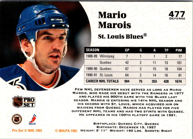 1991 Pro Set Mario Marois