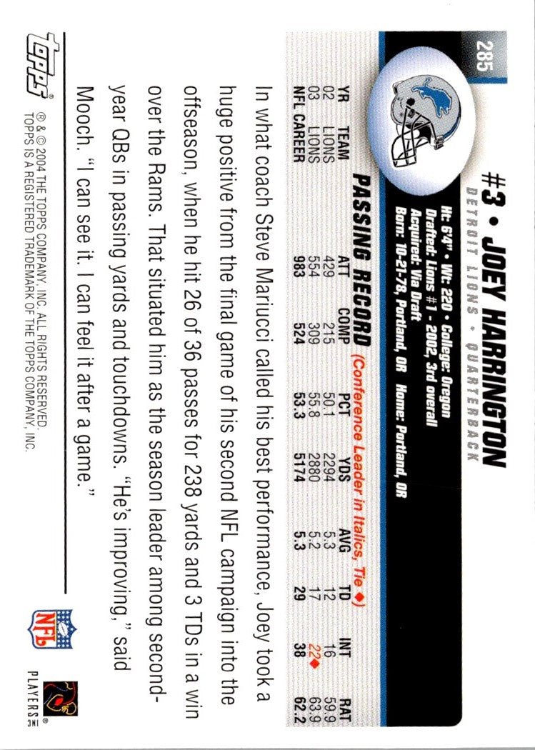 2004 Topps Joey Harrington
