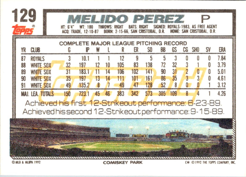 1992 Topps Melido Perez