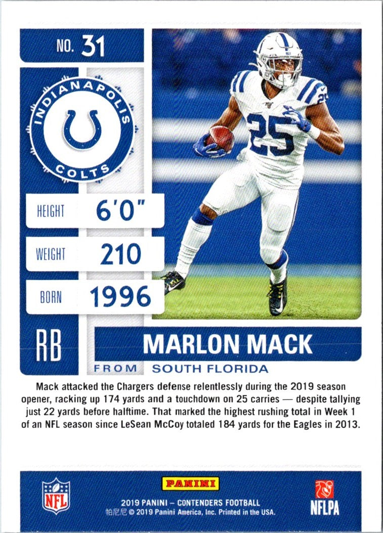 2019 Panini Marlon Mack