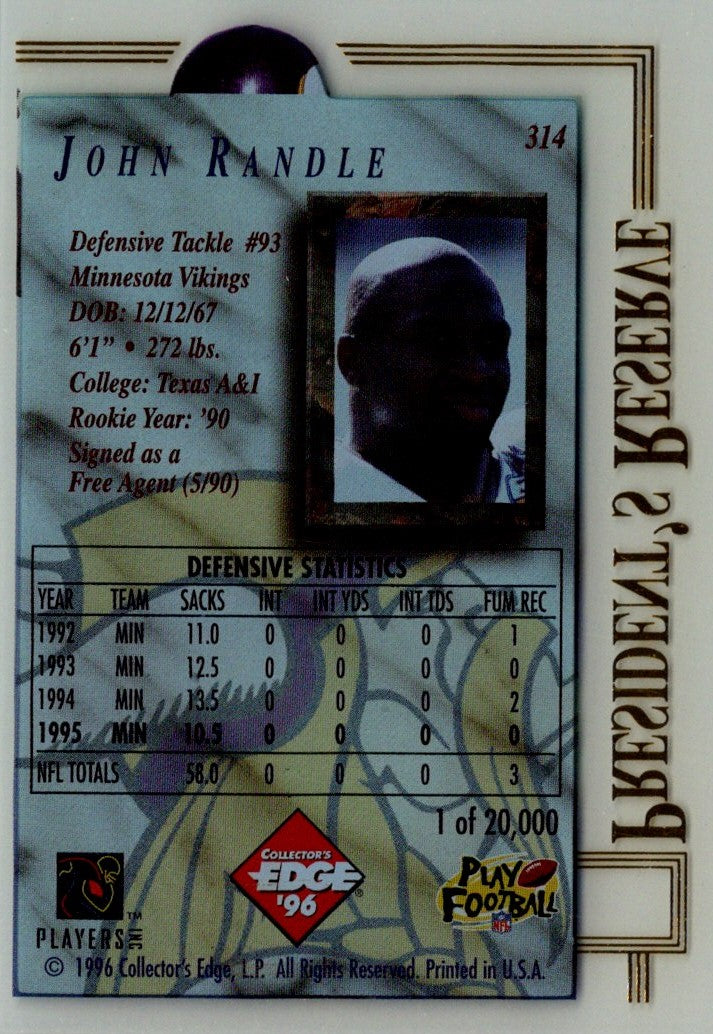 1996 Collector's Edge President's Reserve John Randle