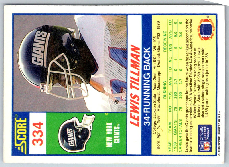 1990 Score Lewis Tillman