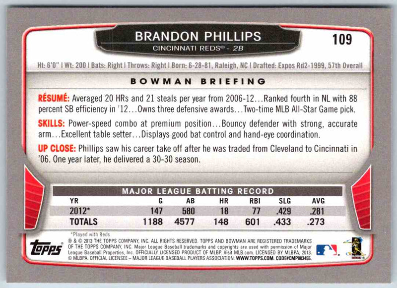 2013 Bowman Brandon Phillips