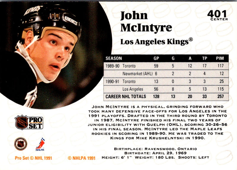 1991 Pro Set John McIntyre
