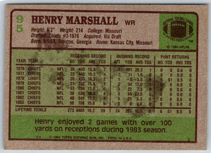 1985 Topps Henry Marshall